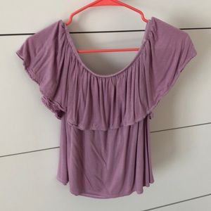 lilac color off the shoulder blouse